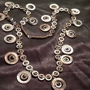 Coldwater Creek Iridescent Shell Necklace 36 Inch.